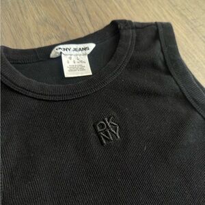 DKNY Black Ribbed Crewneck Tank Top